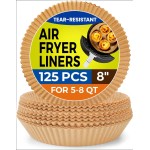 Air Fryer Paper Liners, 125Pcs Parchment Paper, Air Fryer Liners Disposable for Microwave, Non-Stick Air Fryer Liner Round Free of Bleach (8IN)