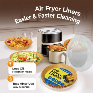 Air Fryer Paper Liners, 125Pcs Parchment Paper, Air Fryer Liners Disposable for Microwave, Non-Stick Air Fryer Liner Round Free of Bleach (8IN)