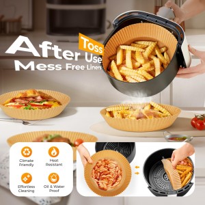 Air Fryer Paper Liners, 125Pcs Parchment Paper, Air Fryer Liners Disposable for Microwave, Non-Stick Air Fryer Liner Round Free of Bleach (8IN)