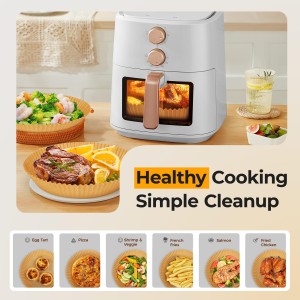 Air Fryer Paper Liners, 125Pcs Parchment Paper, Air Fryer Liners Disposable for Microwave, Non-Stick Air Fryer Liner Round Free of Bleach (8IN)