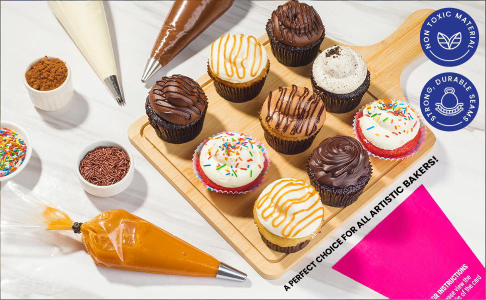 Disposable Piping Bags 12 Inch - 100 Anti Burst Pastry Bags - Icing Piping Bags for Frosting - Ideal for Cakes and Cookies Decoration