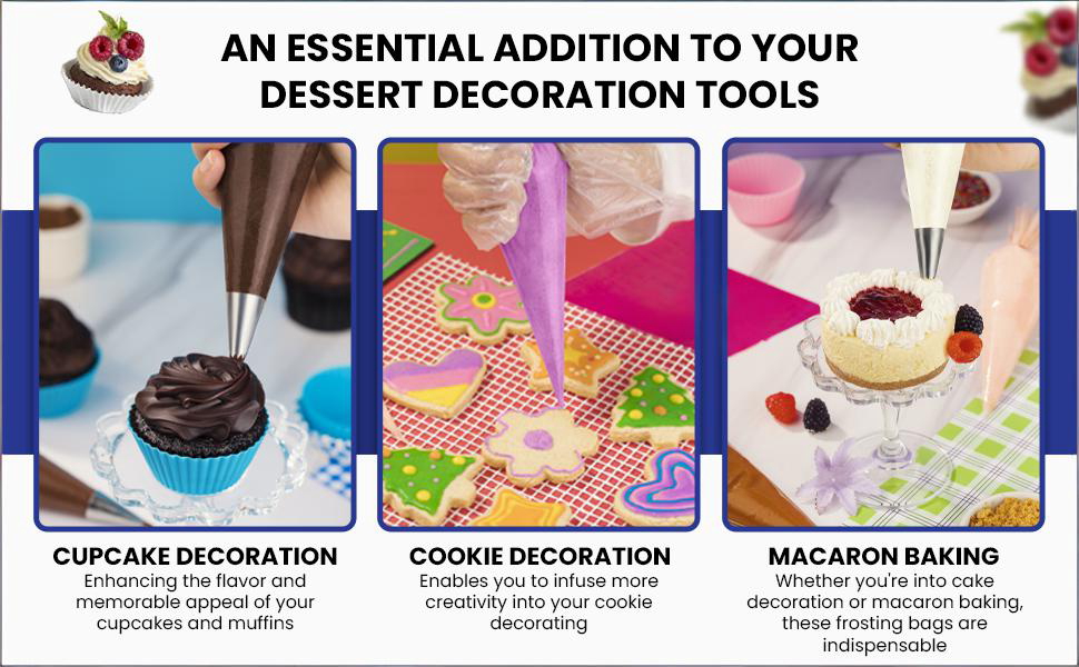 Disposable Piping Bags 12 Inch - 100 Anti Burst Pastry Bags - Icing Piping Bags for Frosting - Ideal for Cakes and Cookies Decoration