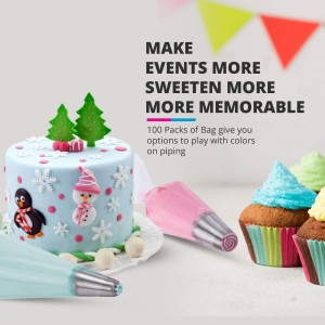 Disposable Piping Bags 12 Inch - 100 Anti Burst Pastry Bags - Icing Piping Bags for Frosting - Ideal for Cakes and Cookies Decoration