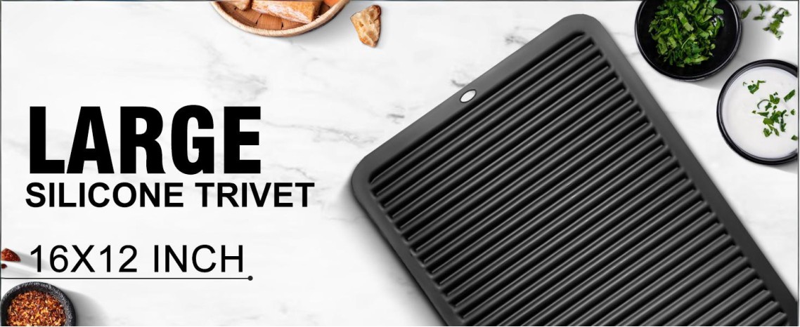 Large Silicone Trivet 16x12 Inch, Trivets for Hot Pots and Pans, Heat Resistant Pot Holders Hot Pads for Kitchen Quartz Countertops, Hot Dishes, 2 Pack