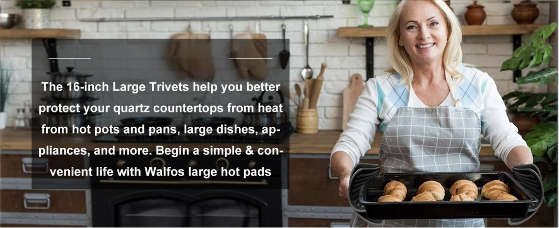 Large Silicone Trivet 16x12 Inch, Trivets for Hot Pots and Pans, Heat Resistant Pot Holders Hot Pads for Kitchen Quartz Countertops, Hot Dishes, 2 Pack