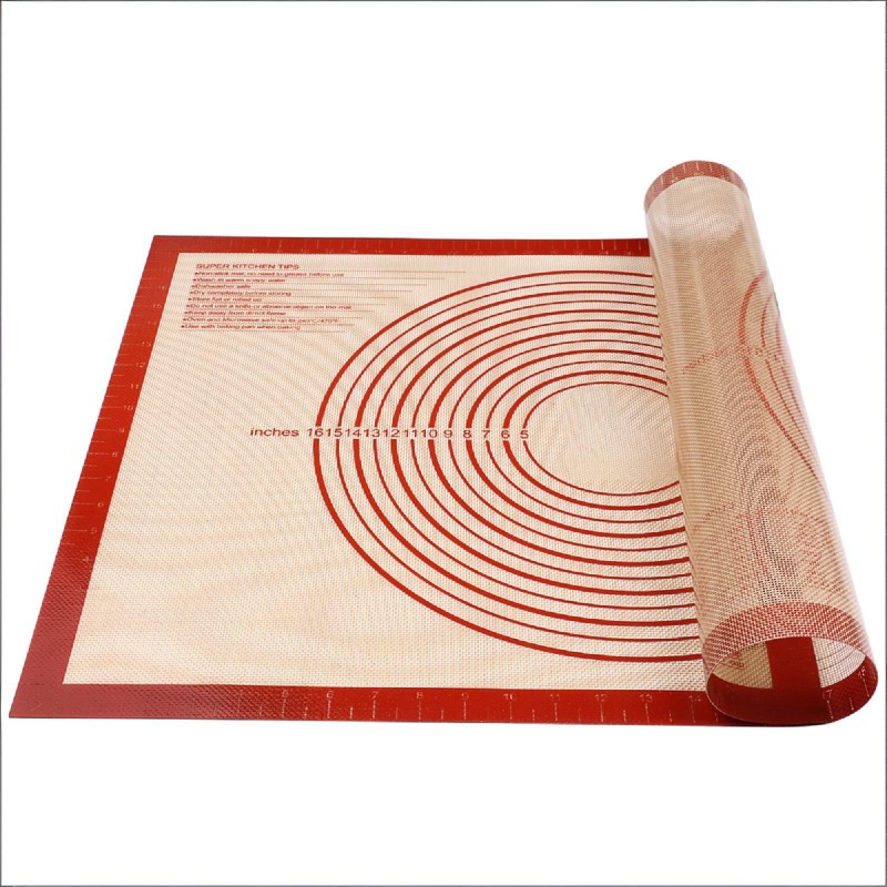 Non-slip Silicone Pastry Mat Extra Large with Measurements 28''By 20'' for Silicone Baking Mat, Counter, Dough Rolling, Oven Liner,Fondant/Pie Crust Red