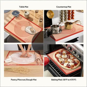 Non-slip Silicone Pastry Mat Extra Large with Measurements 28''By 20'' for Silicone Baking Mat, Counter, Dough Rolling, Oven Liner,Fondant/Pie Crust Red