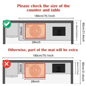 Non-slip Silicone Pastry Mat Extra Large with Measurements 28''By 20'' for Silicone Baking Mat, Counter, Dough Rolling, Oven Liner,Fondant/Pie Crust Red
