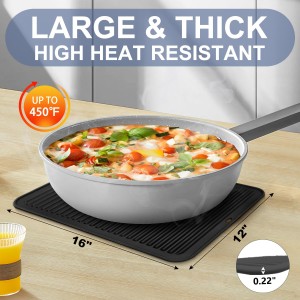 Large Silicone Trivet 16x12 Inch, Trivets for Hot Pots and Pans, Heat Resistant Pot Holders Hot Pads for Kitchen Quartz Countertops, Hot Dishes, 2 Pack