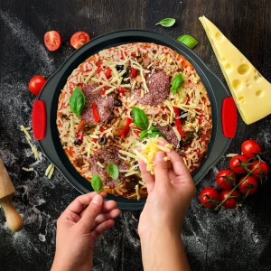 6-Piece Nonstick Kitchen Oven Baking Pans - Premium & Stylish Non-Stick Carbon Steel - Commercial Grade Restaurant Quality Metal Bakeware with Silicone Handles - Easy to Clean