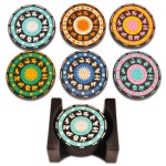 【Zodiac Design】 EDELIN Colorful Non-Slip Silicone Coasters 6-Pack with Holder - Thick and Durable Drink Coasters for Hot or Cold Beverages Cocktails and Astrology