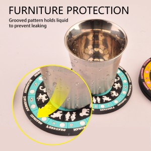 【Zodiac Design】 EDELIN Colorful Non-Slip Silicone Coasters 6-Pack with Holder - Thick and Durable Drink Coasters for Hot or Cold Beverages Cocktails and Astrology