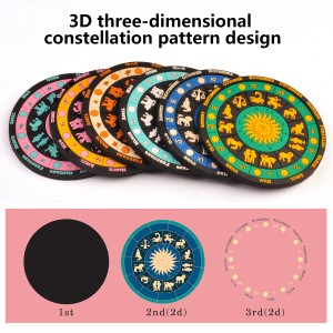 【Zodiac Design】 EDELIN Colorful Non-Slip Silicone Coasters 6-Pack with Holder - Thick and Durable Drink Coasters for Hot or Cold Beverages Cocktails and Astrology