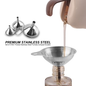 Metal Stainless Steel Funnel, Large Small Funnel Set of 3, Food Grade Mini Funnels for Kitchen Use Filling Bottles Flask Cooking