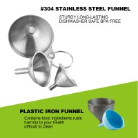 Metal Stainless Steel Funnel, Large Small Funnel Set of 3, Food Grade Mini Funnels for Kitchen Use Filling Bottles Flask Cooking
