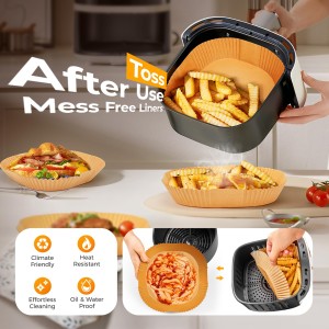 Air Fryer Paper Liners, 250Pcs Parchment Paper, Air Fryer Liners Disposable for Microwave, Non-Stick Air Fryer Liner Square Free of Bleach (8IN)