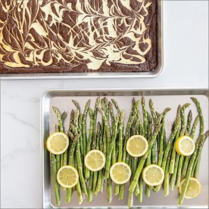 2-Pack Half Sheet - USA Made Aluminum Commercial Quality Sheet Pan for Baking or Roasting, Encapsulated Galvanized Steel Rim Prevents Warping