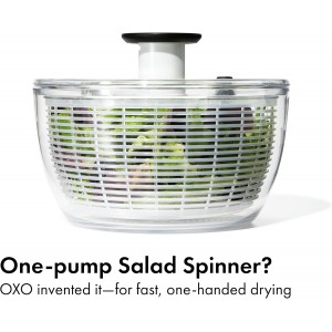 OXO Good Grips Salad Spinner | Lettuce Spinner | Fruit Washer | Fruit Washing Bowl with Strainer | Vegetable Cleaner | Salad Cleaner | Lettuce Washer | 6.22 Quart Capacity