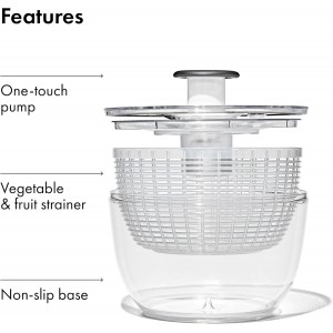 OXO Good Grips Salad Spinner | Lettuce Spinner | Fruit Washer | Fruit Washing Bowl with Strainer | Vegetable Cleaner | Salad Cleaner | Lettuce Washer | 6.22 Quart Capacity