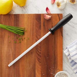 HENCKELS Sharpening Steel, 9-inch Fine Edge Honing Rod for Knife Sharpening and Blade Maintenance – Stainless Steel Knife Sharpener for Kitchen, BBQ Tools, Chef Knives & Outdoor Cooking