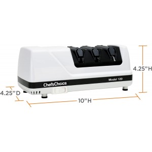 Chef'sChoice Professional Electric Knife Sharpeners With 100-Percent Diamond Abrasives And Precision Angle Guides For 20-Degree Straight-Edge and Serrated Knives, 3-Stage, White