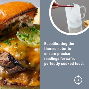 Taylor Instant Read Analog Meat Food Grill BBQ Cooking Kitchen Thermometer with Red Pocket Sleeve for Calibration, 1 inch dial, Stainless Steel