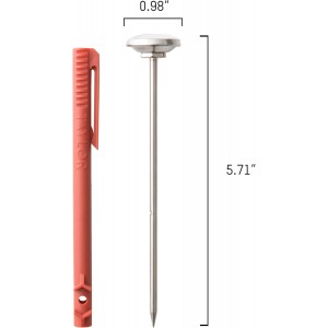 Taylor Instant Read Analog Meat Food Grill BBQ Cooking Kitchen Thermometer with Red Pocket Sleeve for Calibration, 1 inch dial, Stainless Steel