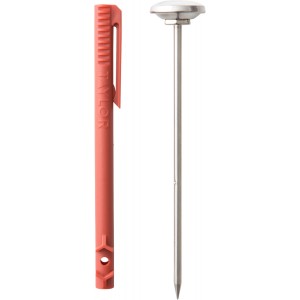 Taylor Instant Read Analog Meat Food Grill BBQ Cooking Kitchen Thermometer with Red Pocket Sleeve for Calibration, 1 inch dial, Stainless Steel