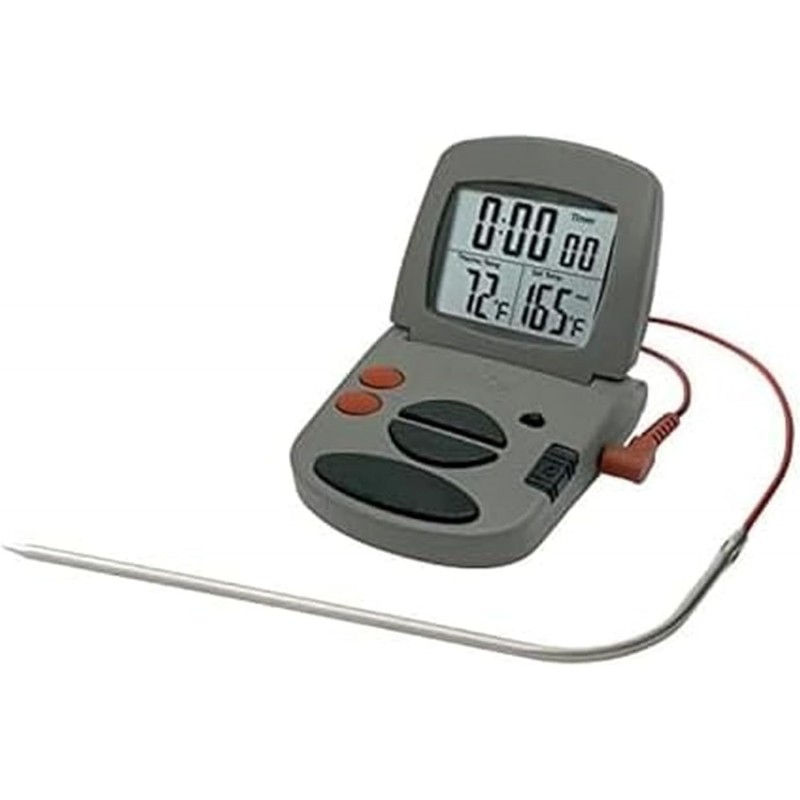 Taylor Programmable with Timer Instant Read Wired Probe Digital, Meat, Food, Grill BBQ Cooking Kitchen Thermometer with Timer, Gray