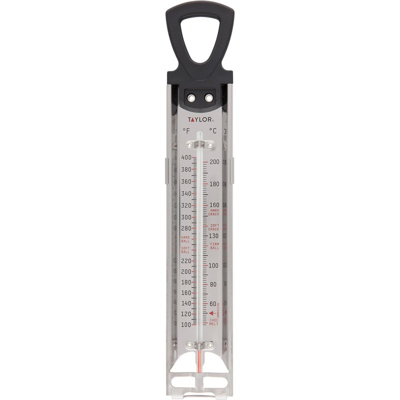 Taylor Stainless Steel Candy and Deep Fry Thermometer, 12-Inch Analog Paddle with Pan Clip, Ideal for Frying, Sugar, Brewing, Syrup, and More