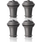 Vacu Vin Wine Saver Vacuum Stoppers – Set of 4 – Gray – Airtight Seal for Opened Bottles to Preserve Freshness Up to 10 Days – Food-Grade Rubber – Reusable & Dishwasher Safe