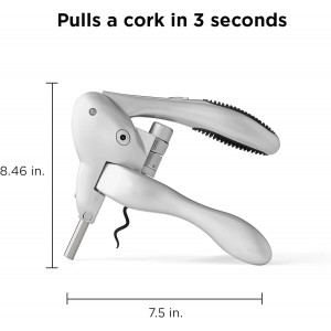 Rabbit Original Lever Corkscrew Wine Opener with Foil Cutter and Extra Spiral (Silver)