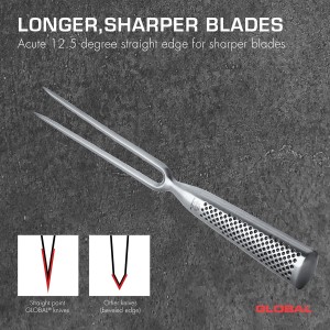 Global 7 inch Forged Straight Carving Fork - Lightweight Japanese Stainless Steel, Made in Japan, GF-24