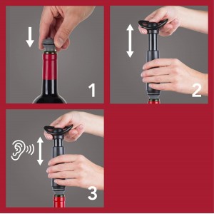 Vacu Vin Wine Saver Concerto with 4 Vacuum Stoppers – Premium Wine Preserver Pump – Airtight Seal Keeps Wine Fresh Longer – Click Indicator – Manual Pump – Black Wine Saver Set