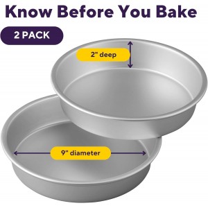 Wilton Aluminum Round Cake Pan Set, Durable Anodized, Bakeware for Tiered & Layered Cakes, Even Heating, Rust-Resistant, Professional Cake Baking Pans, 9 x 2 in, Pack of 2