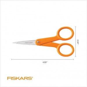 Fiskars Premier No. 5 Micro-Tip Orange-Handled Fabric Scissors, Double Loop Handle, Sewing and Craft Scissors, Orange