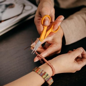 Fiskars Premier No. 5 Micro-Tip Orange-Handled Fabric Scissors, Double Loop Handle, Sewing and Craft Scissors, Orange