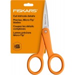 Fiskars Premier No. 5 Micro-Tip Orange-Handled Fabric Scissors, Double Loop Handle, Sewing and Craft Scissors, Orange