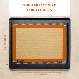 Silpat Premium Non-Stick Silicone Baking Mat, Half Sheet Size, 11-5/8 x 16-1/2, Orange