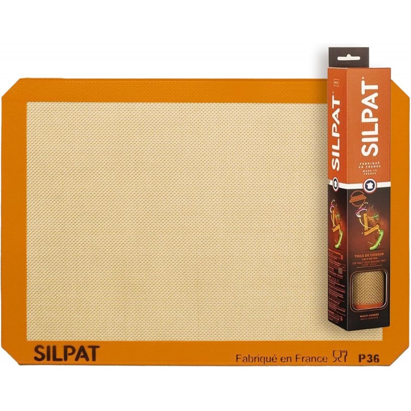Silpat Premium Non-Stick Silicone Baking Mat, Half Sheet Size, 11-5/8 x 16-1/2, Orange