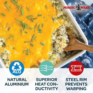 Nordic Ware Natural Aluminum Commercial Cake Pan with Lid, Rectangle Pan with Lid Silver, 9 x 13