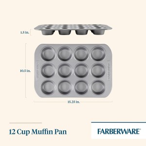 Farberware 12-c. Nonstick Nonstick Bakeware Muffin Pan, Gray