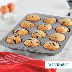 Farberware 12-c. Nonstick Nonstick Bakeware Muffin Pan, Gray