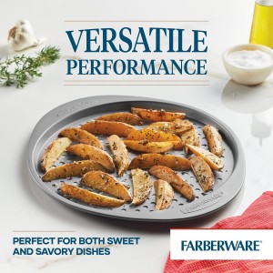 Farberware Nonstick Bakeware Round Pizza/Crisper Pan, 13 Inch, Gray