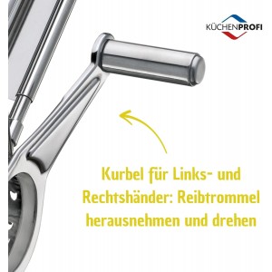 Küchenprofi Stainless Steel Single Drum Rotary Cheese Grater, for Chocolate and Nuts - Durable Stainless Steel Rotary Grater