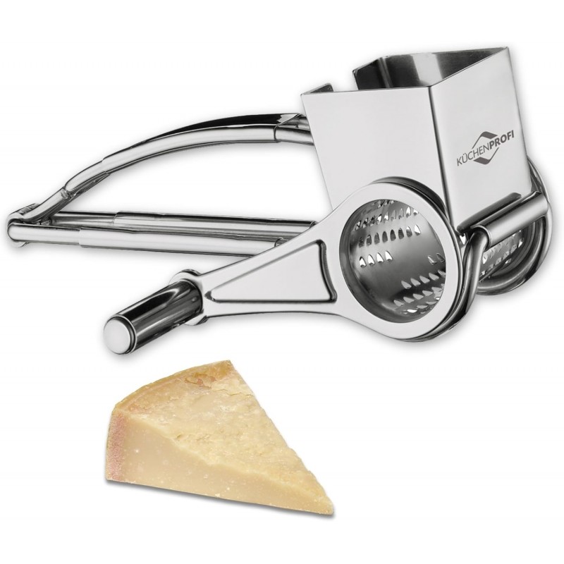 Küchenprofi Stainless Steel Single Drum Rotary Cheese Grater, for Chocolate and Nuts - Durable Stainless Steel Rotary Grater