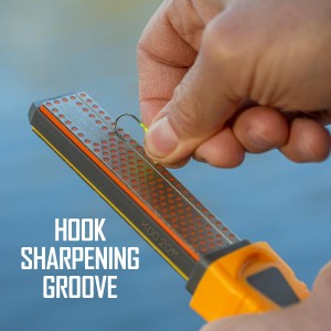 Smith's DCS4 4” Diamond Combination Sharpener - Double Sided Stone - Outdoor Field Knife Sharpener - Fish Hook & Pointed Tools Micro Sharpener - Lightweight, Compact, Handheld