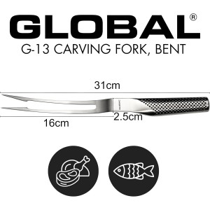 Global 6 Inch Carving Fork - Lightweight Japanese Stainless Steel, Made in Japan, G-13