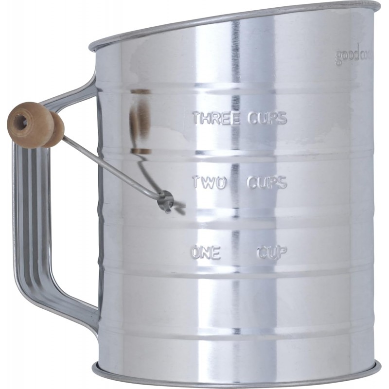 GoodCook Everyday Hand Crank Sifter with Wood Knob, 3 Cup Capacity