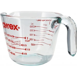 Pyrex Prepware 1 Cup Measuring Cup, Clear w/ Red Measurements (6001074)